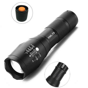 CREE-XML-T6 LED Taktische Taschenlampe Military Handheld Alogy Wasserdichter Zoom Ultra helles Licht schwarz