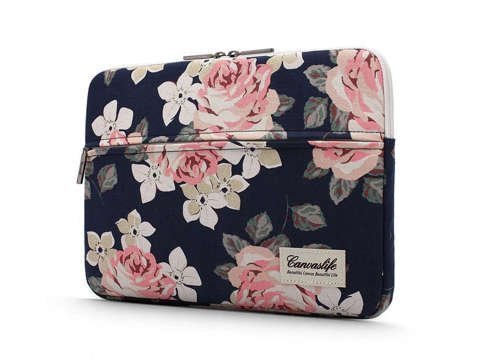 Canvas Pouch Laptoptasche 15 für MacBook Air / Pro White Rose