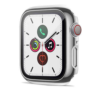 Case Alogy 2in1 Cover mit Glas für Apple Watch 4/5/6 / SE 44mm Silber