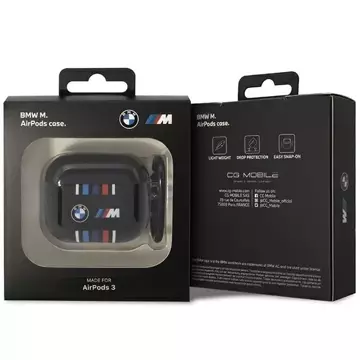 Case BMW BMA322SWTK für AirPods 3 Gen Cover Schwarz/Schwarz Mehrere Farbige Linien