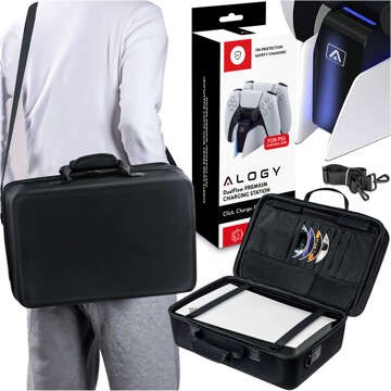 Case Case Koffer Tasche für Playstation 5 PS5 Konsole Case Dual Alogy Ladedock Schwarz Weiß