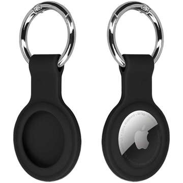 Case x3 Silikon Alogy Schlüsselanhänger mit Karabiner für Apple AirTag Black