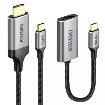 Choetech USB Typ C - HDMI 2.0 HUB Adapterkit (3840 x 2160 @ 60Hz) grau (HUB-H12) USB Typ C - HDMI Kabel (3840 x 2160 @ 60Hz) 2m grau (CH0021)