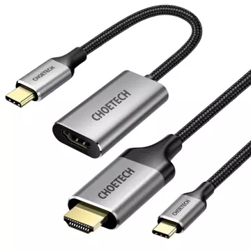 Choetech USB Typ C - HDMI 2.0 HUB Adapterkit (3840 x 2160 @ 60Hz) grau (HUB-H12) USB Typ C - HDMI Kabel (3840 x 2160 @ 60Hz) 2m grau (CH0021)