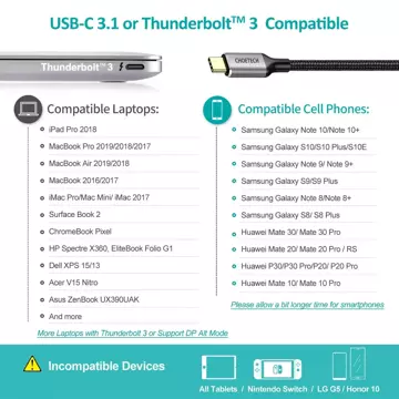 Choetech USB Typ C - HDMI 2.0 HUB Adapterkit (3840 x 2160 @ 60Hz) grau (HUB-H12) USB Typ C - HDMI Kabel (3840 x 2160 @ 60Hz) 2m grau (CH0021)