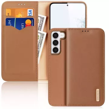 DUX DUCIS Hivo Hülle - Leder-Brieftaschenhülle für Samsung Galaxy S24 Ultra braun