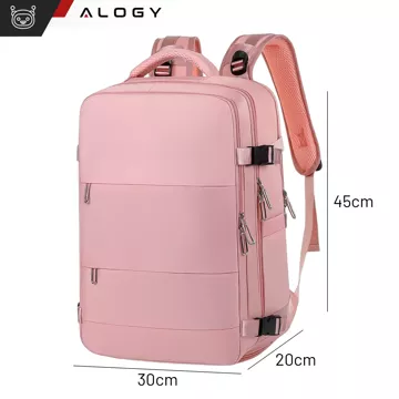 Damen-Reise-Laptop-Rucksack für Koffer, Gepäck, Flugzeug, Arbeit, Schule, 45 x 30 x 20 cm, Alogy Pink