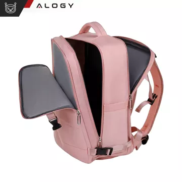 Damen-Reise-Laptop-Rucksack für Koffer, Gepäck, Flugzeug, Arbeit, Schule, 45 x 30 x 20 cm, Alogy Pink