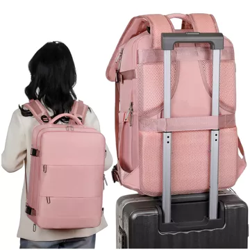 Damen-Reise-Laptop-Rucksack für Koffer, Gepäck, Flugzeug, Arbeit, Schule, 45 x 30 x 20 cm, Alogy Pink