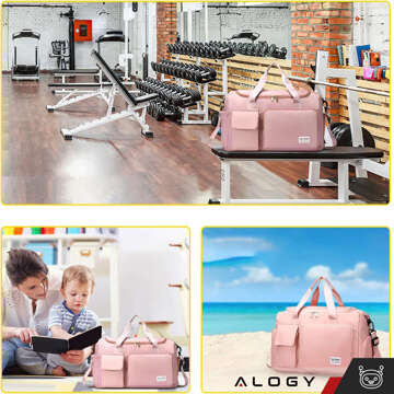 Damen-Sport-Umhängetasche für das Fitnessstudio, für das Flugzeug, Handgepäck, 44x26, rosa Stofftraining Alogy Pink