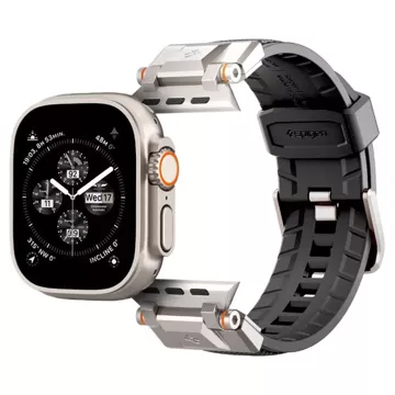 Das Spigen Durapro Armor-Armband für die Apple Watch 4 / 5 / 6 / 7 / 8 / 9 / Se / Ultra 1 / 2 (42 / 44 / 45 / 49 mm) ist eine Kombination aus modernen Materialien, die Haltbarkeit und Stil vereinen und so ein Unikat schaffen Zubehör für Ihre Smartwatch.