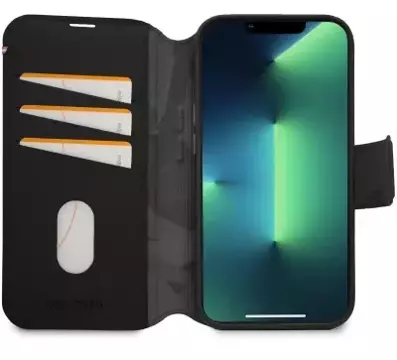 Decoded Detachable Wallet – Schutzhülle aus Leder für iPhone 13/14 MagSafe kompatibel (schwarz)