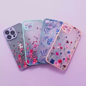 Design Case für iPhone 12 Flower Case hellblau