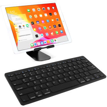 Drahtlose Bluetooth BT 3.0-Tastatur, universell für iPad iMac iOS Android Windows Slim Schwarz