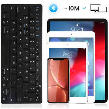 Drahtlose Bluetooth BT 3.0-Tastatur, universell für iPad iMac iOS Android Windows Slim Schwarz