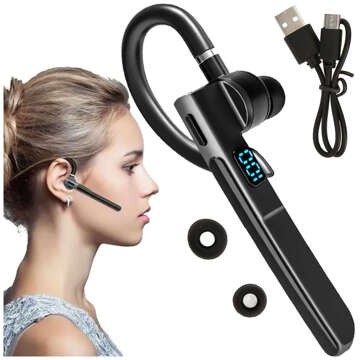 Drahtloses Bluetooth 5.3-Headset für Anrufe, Headset für Autos mit LED-Anzeige Alogy Black