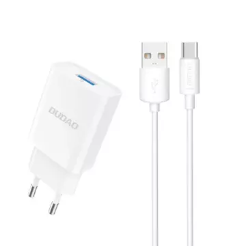 Dudao Ladegerät EU USB 5V / 2.4A QC3.0 Quick Charge 3.0 Kabel USB Type C Kabel weiß (A3EU Type-c weiß)