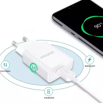 Dudao Ladegerät EU USB 5V / 2.4A QC3.0 Quick Charge 3.0 Kabel USB Type C Kabel weiß (A3EU Type-c weiß)