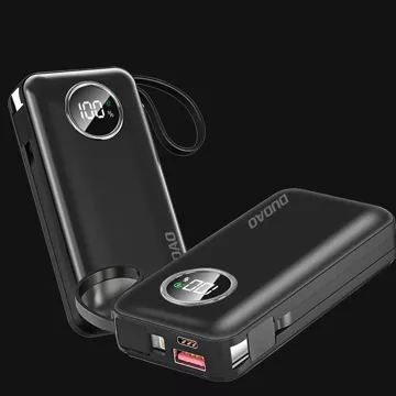 Dudao Powerbank 10000mAh 1xUSB-A / 1xUSB-C 22,5W mit integriertem Kabel 1xLightning / 1xUSB-C schwarz (K15sB)