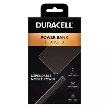 Duracell Charge 10, PD 18W, 10000mAh Powerbank (schwarz)