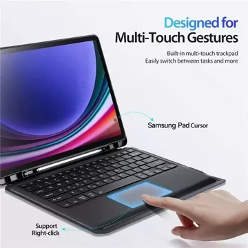 Dux Ducis DK faltbare Hülle mit kabelloser Tastatur für Samsung Galaxy Tab S9 Plus, schwarz