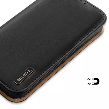 Dux Ducis Hivo Leather Flip Cover Echtes Leder Wallet für Karten und Dokumente iPhone 14 Pro Max Schwarz