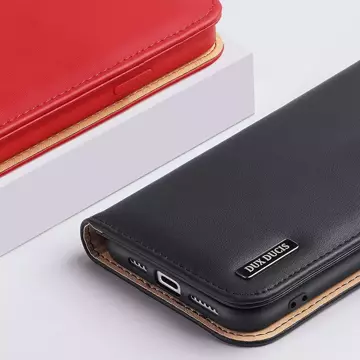 Dux Ducis Hivo Leather Flip Cover Echtes Leder Wallet für Karten und Dokumente iPhone 14 Schwarz