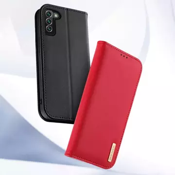 Dux Ducis Hivo Leather Flip Cover Echtleder Geldbörse für Karten und Dokumente Samsung Galaxy S22 (S22 Plus) Blau