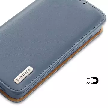 Dux Ducis Hivo Leather Flip Cover Echtleder Geldbörse für Karten und Dokumente Samsung Galaxy S22 (S22 Plus) Blau