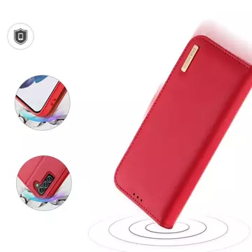 Dux Ducis Hivo Leather Flip Cover Echtleder Geldbörse für Karten und Dokumente Samsung Galaxy S22 (S22 Plus) rot