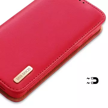 Dux Ducis Hivo Leather Flip Cover Echtleder Geldbörse für Karten und Dokumente Samsung Galaxy S22 (S22 Plus) rot