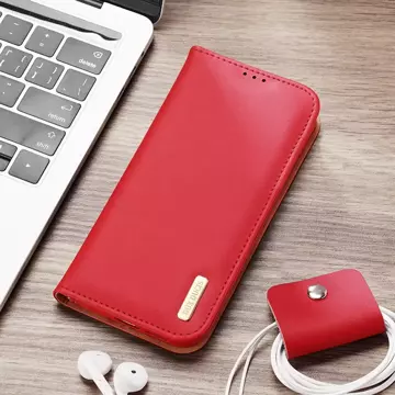 Dux Ducis Hivo Leather Flip Cover Echtleder Geldbörse für Karten und Dokumente Samsung Galaxy S22 (S22 Plus) rot