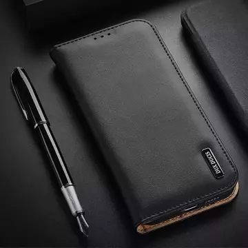 Dux Ducis Hivo Leather Flip Cover Echtleder Geldbörse für Karten und Dokumente Samsung Galaxy S22 (S22 Plus) schwarz