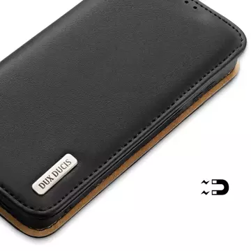 Dux Ducis Hivo Leather Flip Cover Echtleder Geldbörse für Karten und Dokumente Samsung Galaxy S22 (S22 Plus) schwarz