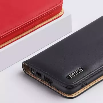 Dux Ducis Hivo Leather Flip Cover Echtleder Geldbörse für Karten und Dokumente Samsung Galaxy S22 Ultra Blau