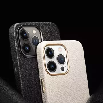 Dux Ducis Roma Ledertasche für iPhone 13 Pro elegante Hülle aus echtem Leder weiß