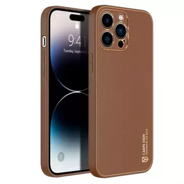 Dux Ducis Yolo Hülle iPhone 14 Pro elegante Hülle aus braunem Kunstleder