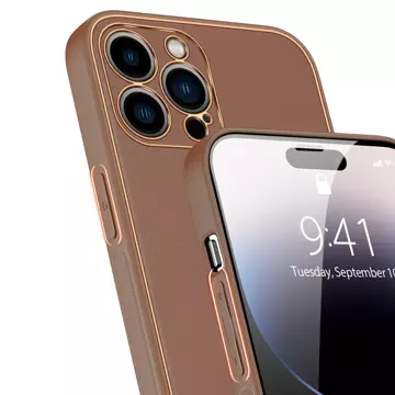 Dux Ducis Yolo Hülle iPhone 14 Pro elegante Hülle aus braunem Kunstleder