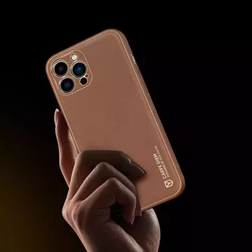 Dux Ducis Yolo Hülle iPhone 14 Pro elegante Hülle aus braunem Kunstleder