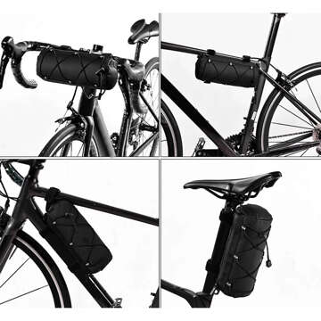 ESLNF Fahrradtaschen-Gepäcktaschenhalter für Fahrradlenkerrahmen 2,5 l (S) 23,6 x 10,5 x 10 cm, schwarz