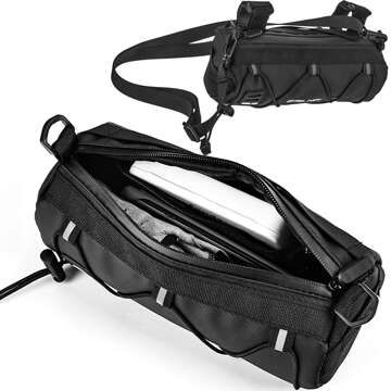 ESLNF Fahrradtaschen-Gepäcktaschenhalter für Fahrradlenkerrahmen 2,5 l (S) 23,6 x 10,5 x 10 cm, schwarz