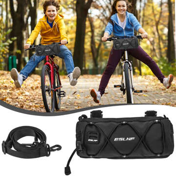 ESLNF Fahrradtaschen-Gepäcktaschenhalter für Fahrradlenkerrahmen 2,5 l (S) 23,6 x 10,5 x 10 cm, schwarz