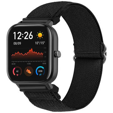 Elastisches Armband Universal Nylon Alogy Nylon Smartwatch Band 20mm schwarz