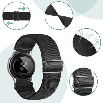 Elastisches Armband Universal Nylon Alogy Nylon Smartwatch Band 20mm schwarz