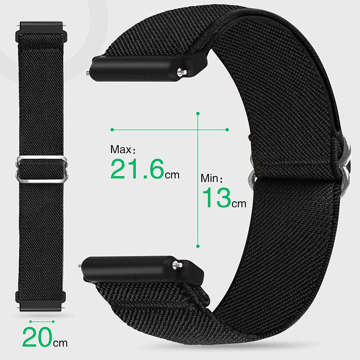 Elastisches Armband Universal Nylon Alogy Nylon Smartwatch Band 20mm schwarz