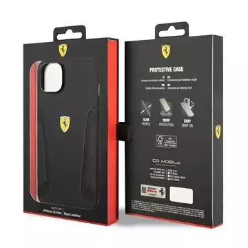 Eti na telefon Ferrari FEHCP14MRBUK für Apple iPhone 14 Plus 6,7" Czarny/Black Hardcase Leather Stamp Sides