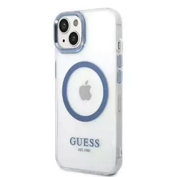 Eti na telefon Guess GUHMP14MHTRMB für Apple iPhone 14 Plus 6,7" niebieski/blue Hard Case Metal Outline Magsafe