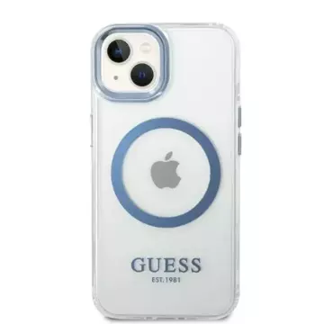 Eti na telefon Guess GUHMP14MHTRMB für Apple iPhone 14 Plus 6,7" niebieski/blue Hard Case Metal Outline Magsafe