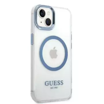 Eti na telefon Guess GUHMP14MHTRMB für Apple iPhone 14 Plus 6,7" niebieski/blue Hard Case Metal Outline Magsafe