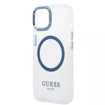 Eti na telefon Guess GUHMP14MHTRMB für Apple iPhone 14 Plus 6,7" niebieski/blue Hard Case Metal Outline Magsafe